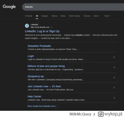 WilkMcQuey - Jako, że jestem bezrobotny, chciałem założyć konto na LinkedIn, żeby zna...