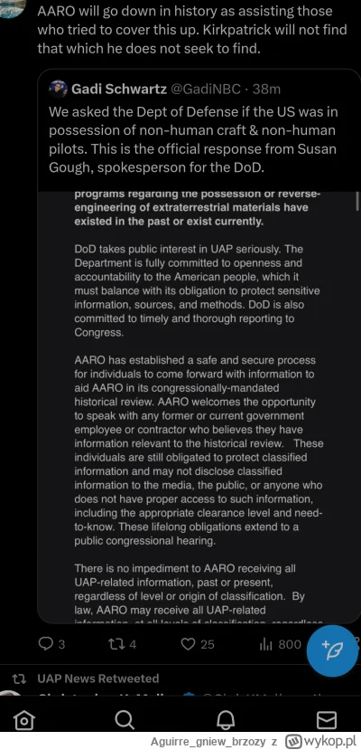 Aguirregniewbrzozy - @Kwatermistrz: co do AARO to moim zdaniem są ośmieszeni bo wyszł...
