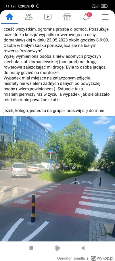 Operator_imadla - Na grupach fejsbukowych ludzie piszą że mieli stłuczkę z jakimś row...