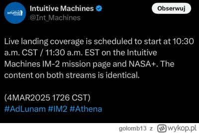 golomb13 - #gielda

Ladowanie tej rakiety czy co oni tam wyslali na ten ksiezyc juz d...