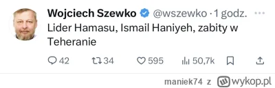 maniek74 - #gielda

pejsaci odpalili w nocy lidera Hamasu i Hezbollahu