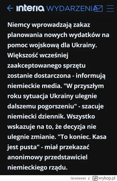 Grooveer - Jak jeszcze Trump zablokuje pomoc USA dla Ukrainy to już będzie katastrofa...