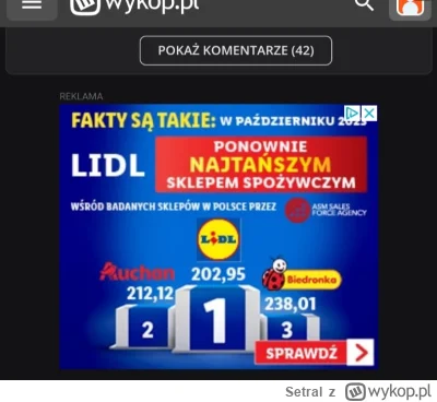 Setral - Właśnie wyświetlona reklama lidla na wykopie. Właściwie to antyreklama. "W p...