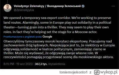 toniemojekonto1 - Zełenski jest skrajnie bezczelny, Polska działa na rzecz Rosji.... ...