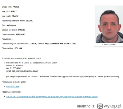 uleimhc - W bazie osob poszukiwanych podane sa dane osobowe.
Imię matki i imie ojca.....