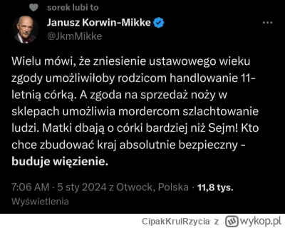 CipakKrulRzycia - #korwin #bekazprawakow #pedofilia #polityka Kto kupił 11 letni  nóż...