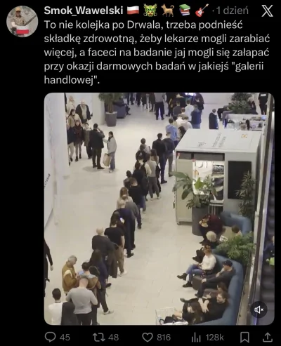 sildenafil - Kolejka do lekarza w galerii handlowej aby zrobić darmowe USG jąder. Lud...
