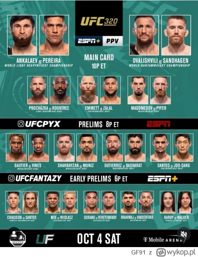GF91 - #ufc Witam wszystkich serdecznie w piątek! Gala UFC 320 już jutrzejszej nocy, ...