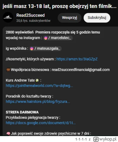 1-1-1-1 - oski po maturze założył kanał i nagania nastolatków na kurs Andrzeja Tejta ...