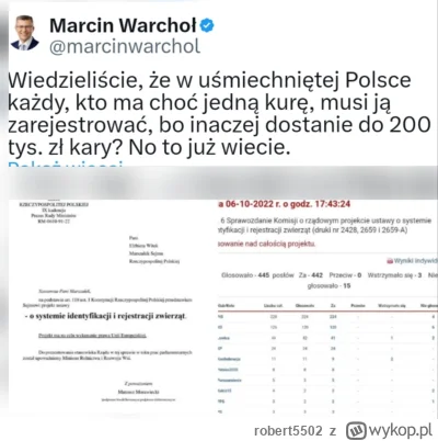 robert5502 - Warchoł krytykuje ustawodawstwo, za którym sam głosował 
Ciemny lud oczy...