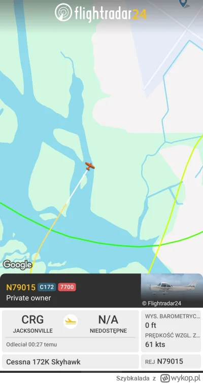 Szybkalada - Nie doleciał czy co ? Stoi w miejscu. Wyświetliło mi się 7700 #flightrad...