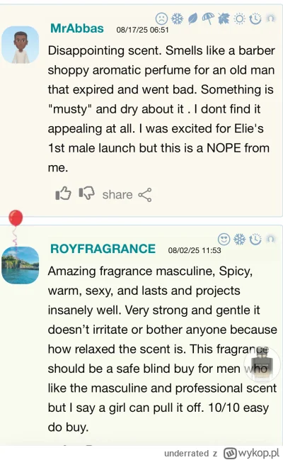 underrated - Zdania krytyków są podzielone :)
#perfumy