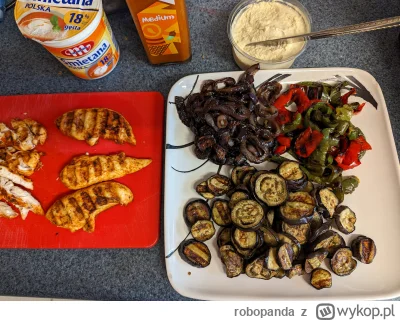 robopanda - Chłop se zrobił na grillu bakłażana, paprykę, cebulę i kurczaka. Jeszcze ...