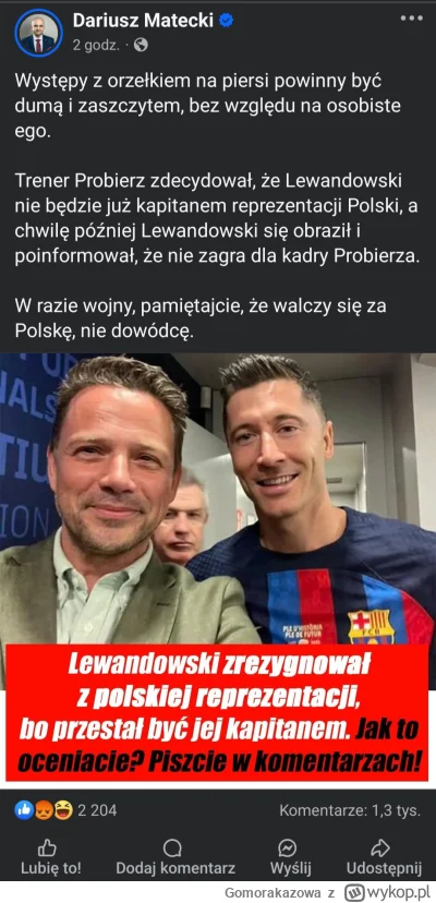 Gomorakazowa - naczelny hejter III RP już zaczął szczucie na lewego xD 

#mecz
#polit...