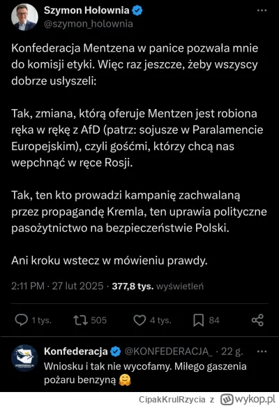 CipakKrulRzycia - #holownia #polityka #konfederacja #mentzen
ciekawe jak się to skońc...