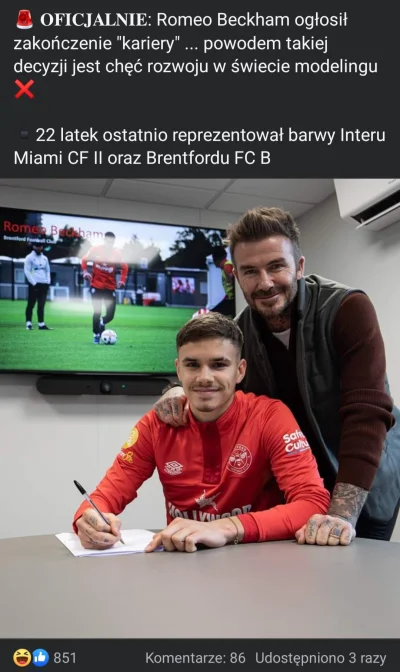 Y.....u - Kolejna legenda kończy karierę piłkarską ( ͡° ʖ̯ ͡°) Tym razem Syn Bechama....