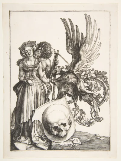Loskamilos1 - "Herb z czaszką", dzieło Albrechta Durera z roku 1503, artysta ukazuje ...