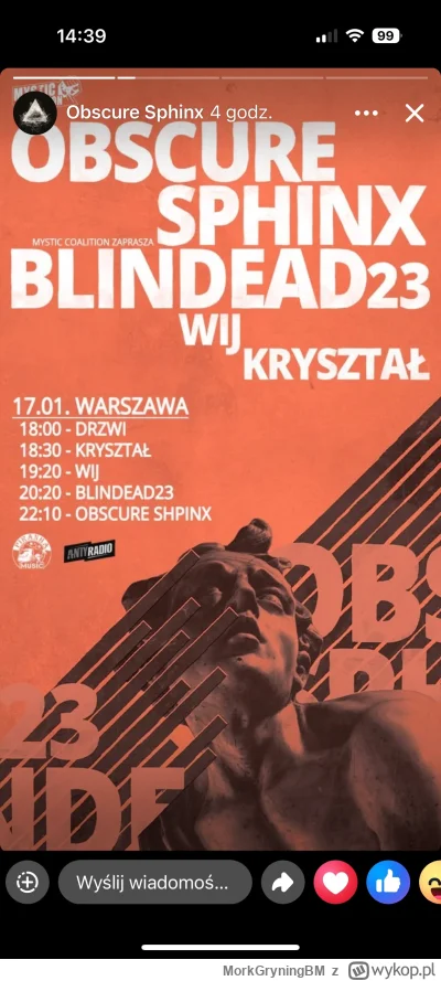 MorkGryningBM - Oglądać na żywo Obscure Sphinx i Blindead23 dziś wieczorem… To będzie...