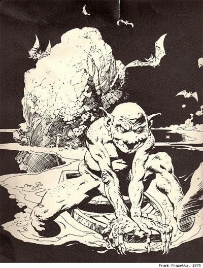 kinson - Gollum narysowany przez Franka Frazettę w 1975
#fantasy #lotr #tolkien #hobb...