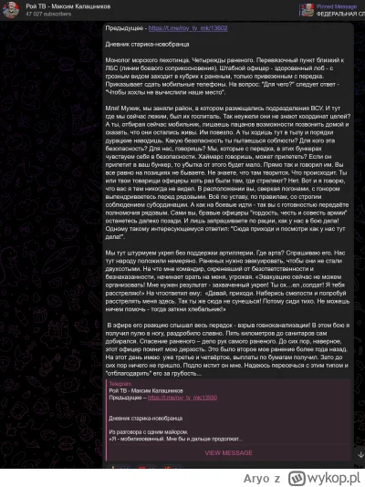 Aryo - Kolejny wpis 30 grudnia

"
Dziennik staruszka‑nowo zwerbowanego

Monolog piech...