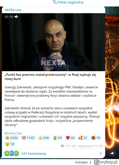 manjan - Aj. Zaczynają się zapowiedzi buntów u ruskich ( ͡° ͜ʖ ͡°)

https://t.me/next...