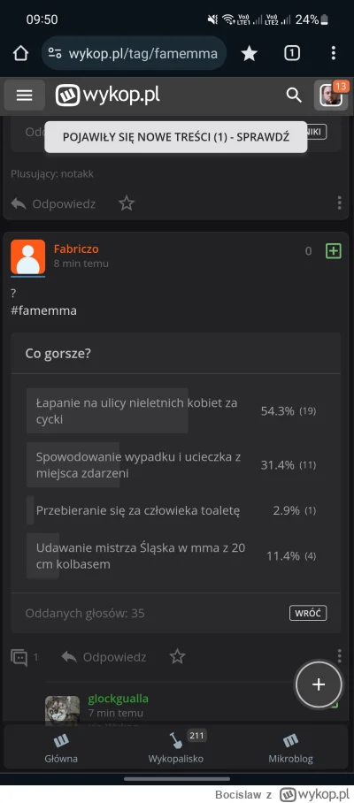 Bocislaw - #famemma 
Czy serio tyle osób siedzi na tagu, żeby w 8 minut oddać głos,  ...