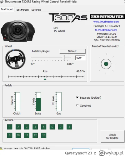 Qwertyasdf123 - Thrustmaster t300 rs pedal hamulca wcisniety do konca, a w sterowniku...