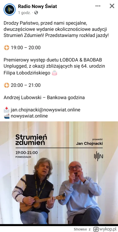 Showse - Tego duetu w Radiu Nowy Świat bym się nie spodziewał 
( ͡º ͜ʖ͡º) Grubasie ak...