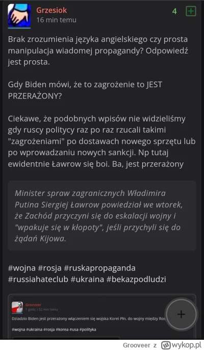 Grooveer - Dzbanie ja nie przetłumaczyłem słów Bidena, tylko napisałem jego odczucia....