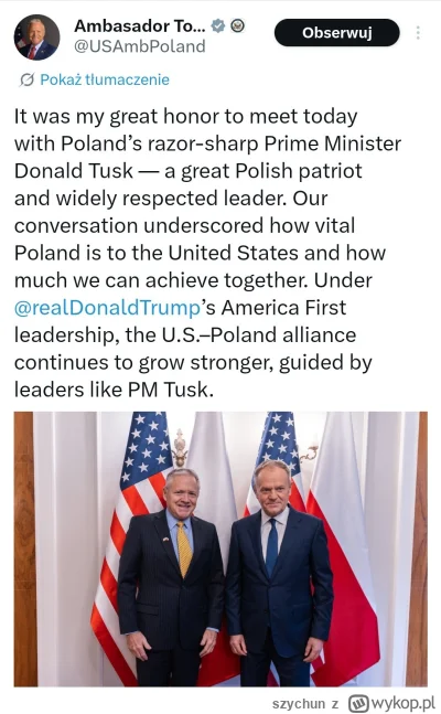 szychun - #polityka #bekazpisu skoro wysłannik Trumpa nazywa Tuska "wielkim patriotą ...