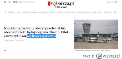 text - Jakim cudem w Polsce koło Okęcia lata dron o rozpiętości 15 m?!!1 Znowu Rosja ...