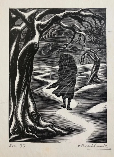 GARN - #sztuka #art #drzeworyt autor: Isaac Friedlander, c.1930's