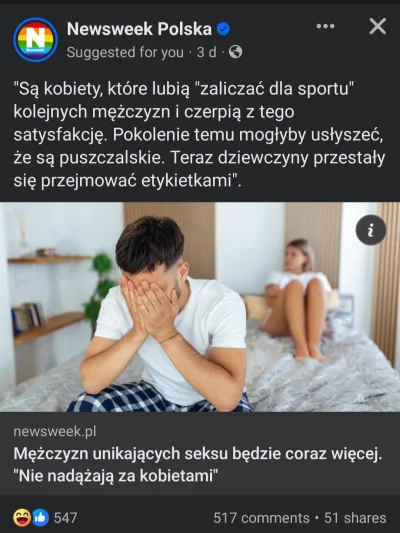 wojtas_mks - Panowie, czemu unikacie seksu?

Głupie z was faceciki. Kobiety się walą ...