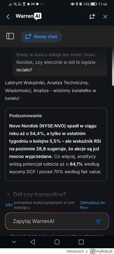 Hfishman1 - #gielda W apce investing.com dodali chat Al, WarrenAl. Zapytałem czy śmie...