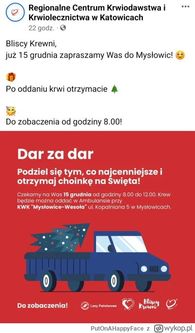 PutOnAHappyFace - 15 grudnia w #myslowice odbędzie się akcja, w której można oddać #k...