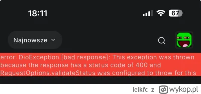lelkfc - #wypiekmobilny trzeci dzień mam error na iOS 
Jak wejdziesz bezpośrednio w t...