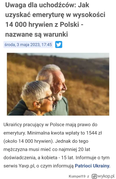 Kumpel19 - Z. ukraińskich mediów... 

Uwaaga dla uchodźców: Jak uzyskać emeryturę w w...