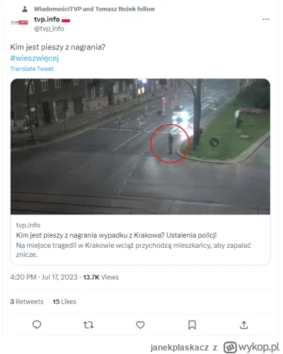 janekplaskacz - #tvpis już przyłączyło się do nagonki na pieszego z wypadku w #krakow...