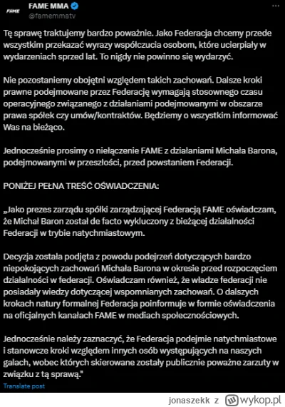 jonaszekk - #famemma oswiadczenie fame