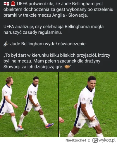 Nie4tzsche4 - UEFA prowadzi dochodzenie, bo Bellingham po bramce przewrotką w ostatni...