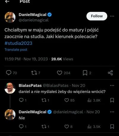 Kacper145 - #danielmagical. Jaki polecacie kierunek studiów Grubemu jak niby zda matu...