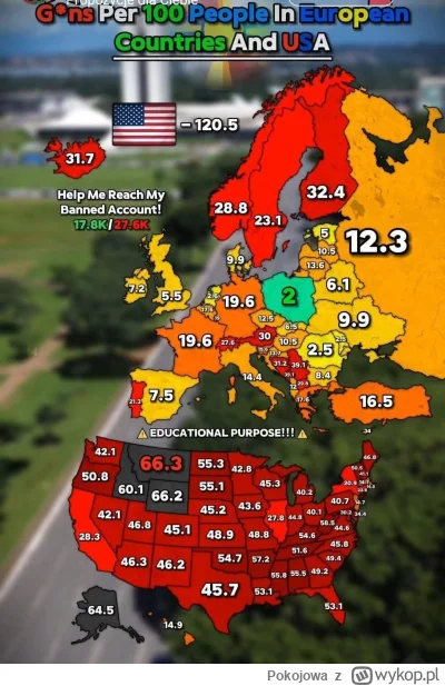 Pokojowa - Ilość broni na 100 osób. Polska zielona wyspa...

#ukraina #wojna #rosja #...