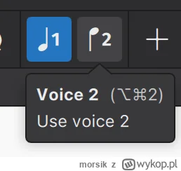 morsik - U góry w MuseScore na pasku masz "1", "2", "3" i "4" - to są głosy.

1. Wybi...