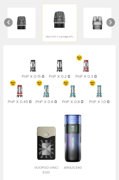 Drom - @dumspiro: Voopoo Argus E40 oraz Vinci E120 mają kartridże, do których wchodzą...