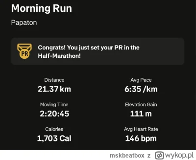 mskbeatbox - W ramach niedzielnego wybiegania po raz pierwszy w życiu udało się pokon...