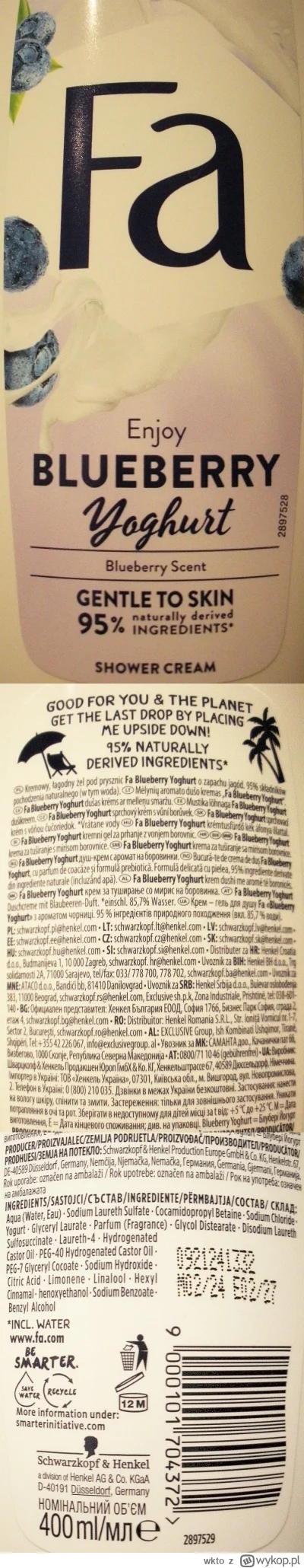 wkto - #listaproduktow
#zelprysznic Fa Blueberry Yoghurt #fa
aktualny skład oraz prod...