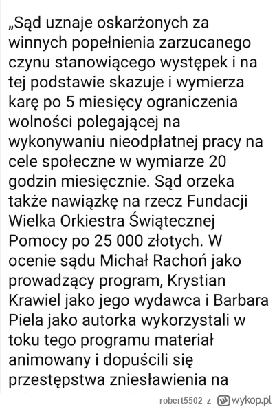 robert5502 - Dobra nowina ( ͡° ͜ʖ ͡°) Rachoń 25 tys grzywny plus zamiatanie ulic 
#pr...