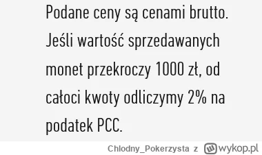 Chlodny_Pokerzysta - "Podane ceny są cenami brutto. Jeśli wartość sprzedawanych monet...