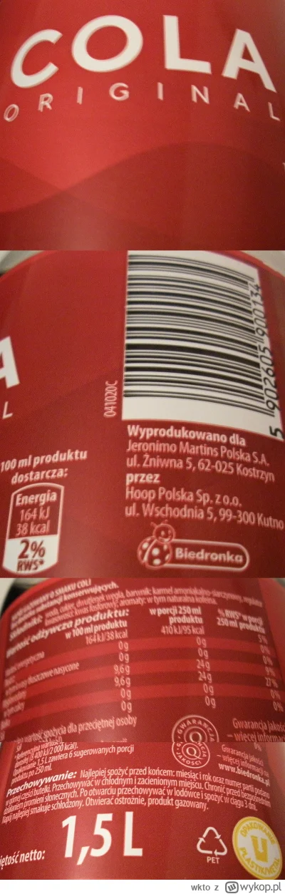 wkto - #listaproduktow
#napojcola gazowany Cola Original #biedronka
aktualny skład or...