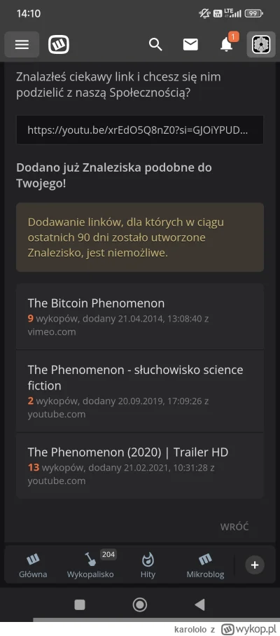 karololo - #wykop testujecie tam coś czasem? W jaki sposób mój link https://youtu.be/...